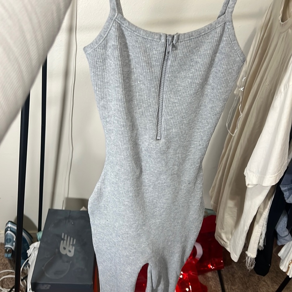Grey zip up Short Romper